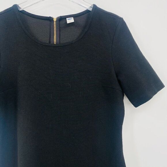 Old Navy Size Small Black Ribbed Short Sleeve Mini Sheath Dress - Picture 4 of 9